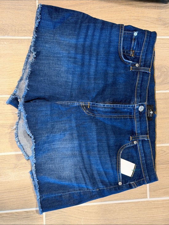 7 For All Mankind Pants - 7 For All Mankind Dark Blue Frayed Hem Denim Shorts